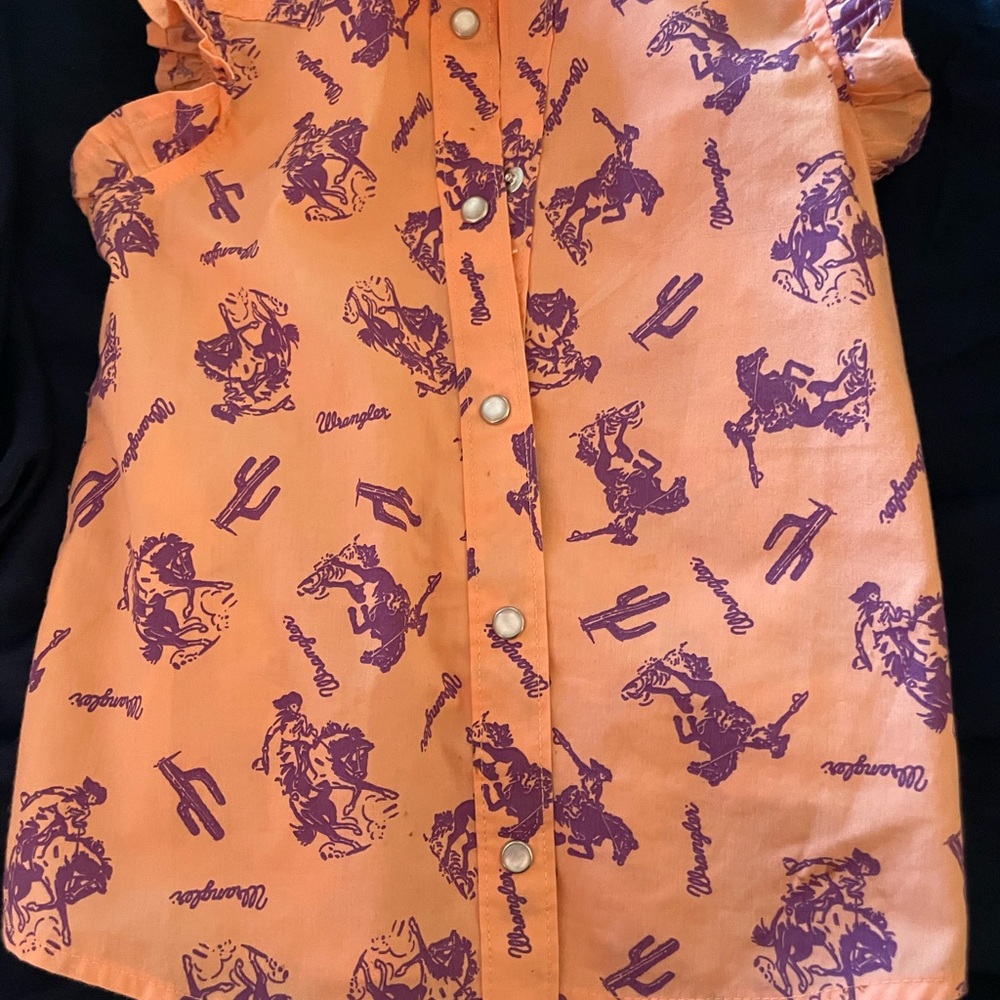 Wrangler Kids Cowboy Print Orange and Purple Shirt